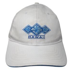 Hawaii Strapback Baseball Cap White One Size Adjustable Embroidered Surfware